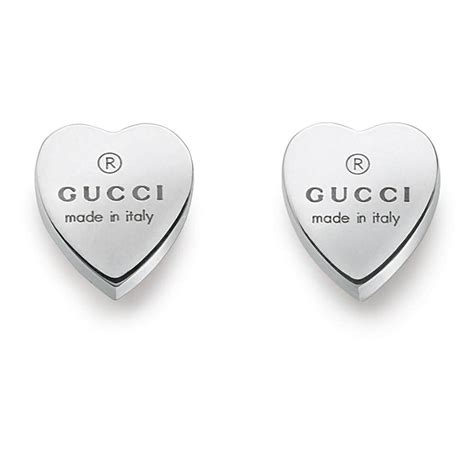 gucci trademark silver heart stud earrings|Gucci trademark heart earrings.